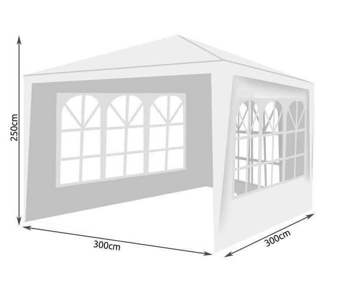 Pavilion de gradina, 3x3 M, 3 Pereti Laterali Cu Ferestre, Alb