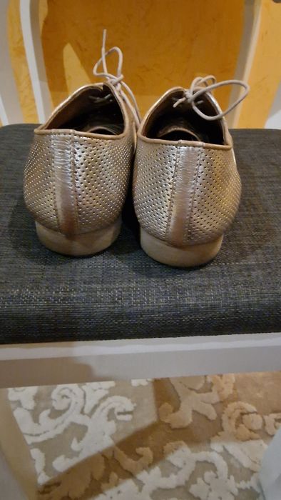 Pantofi aurii, piele, oxford, Anna Cori, 38