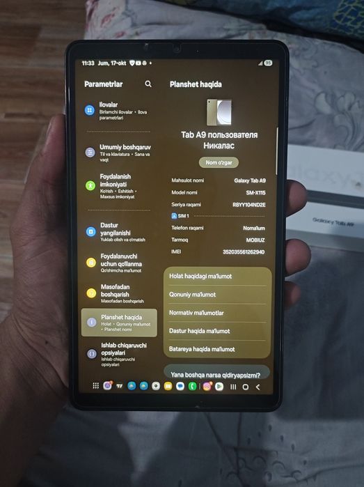 Galaxy tap a9 planshet