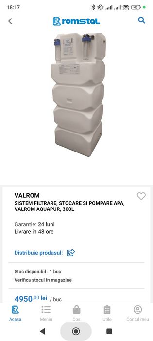 Rezervor de apa Sistem AquaPur de filtrare – stocare si pompare a apei