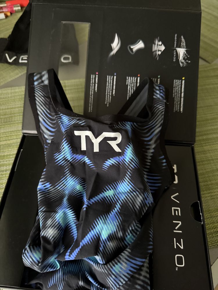 TYR Venzo Genesis Open Back Kneeskin - Steel Blue Състезателен бански