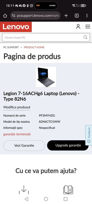 Tastatură laptop Legion 7-16ACHg6 Laptop (Lenovo) - Type 82N6