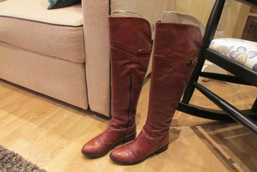 Cizme din piele cognac