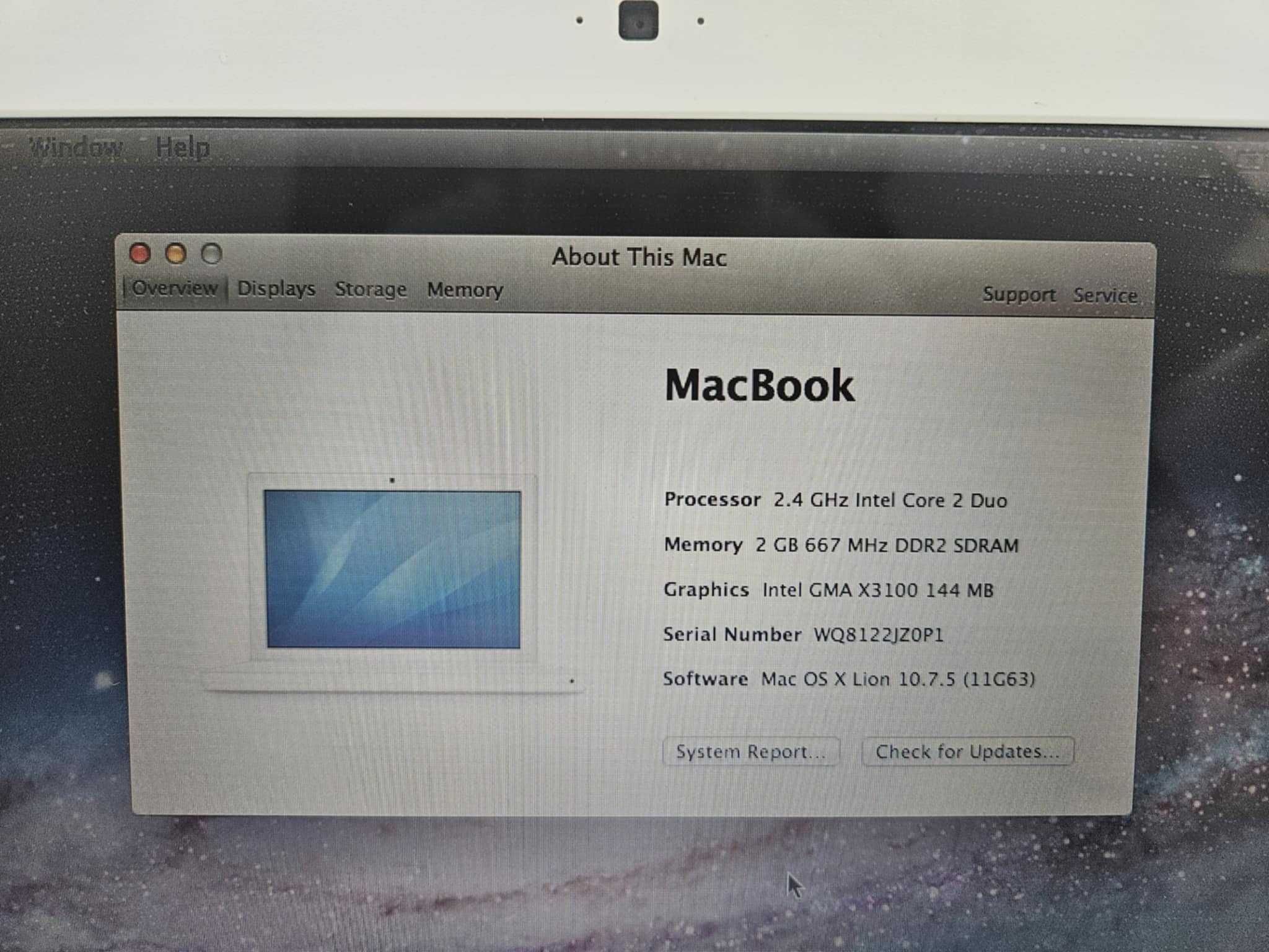 Лаптоп Macbook A1181/ 2.4GHz Intel Core 2 Duo / 2GB RAM / 160GB