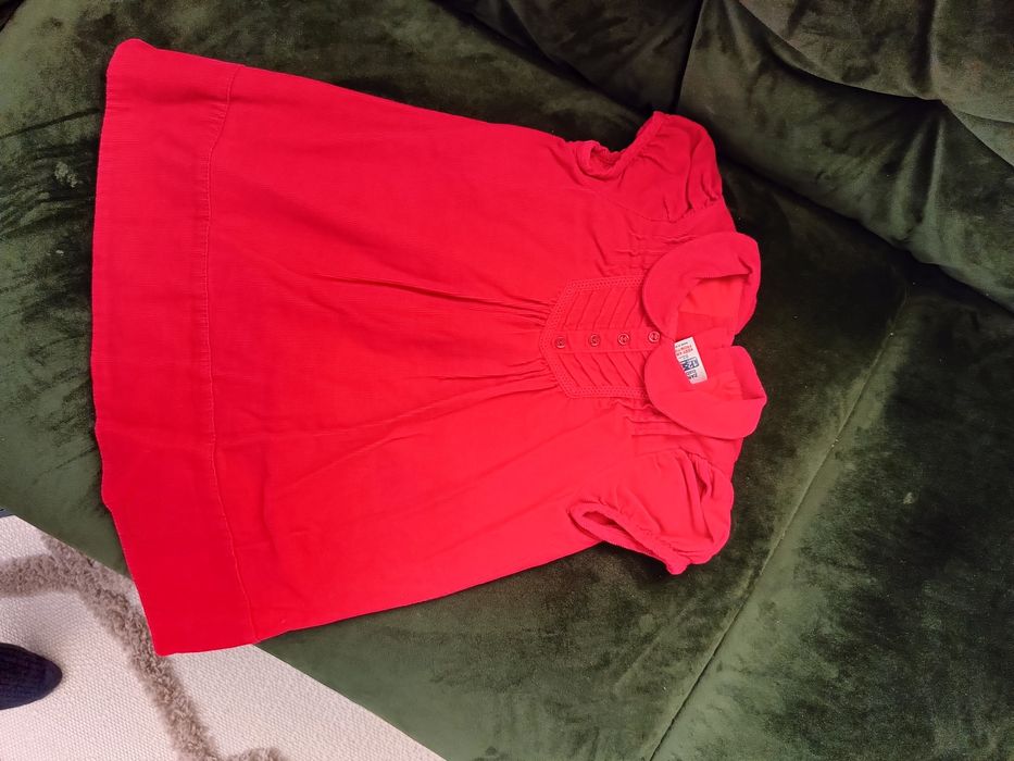 Rochie roșie catifea reiat Zara măr.12-18 luni