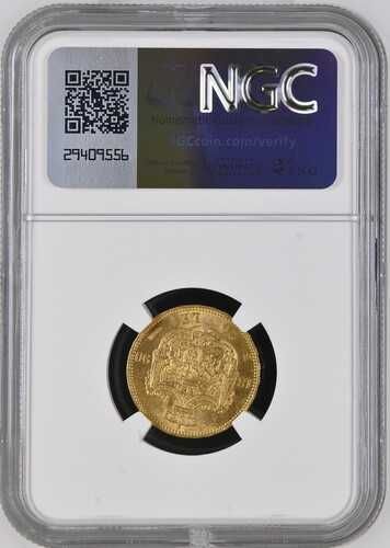 Moneda AUR 20 lei 1890 MS62, Carol I, certificata NGC, grad f. bun