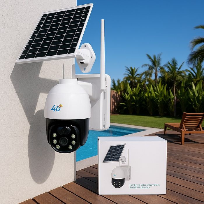 Соларна 10MP 4G безжична PTZ камера с детектор за движение и двупосочн