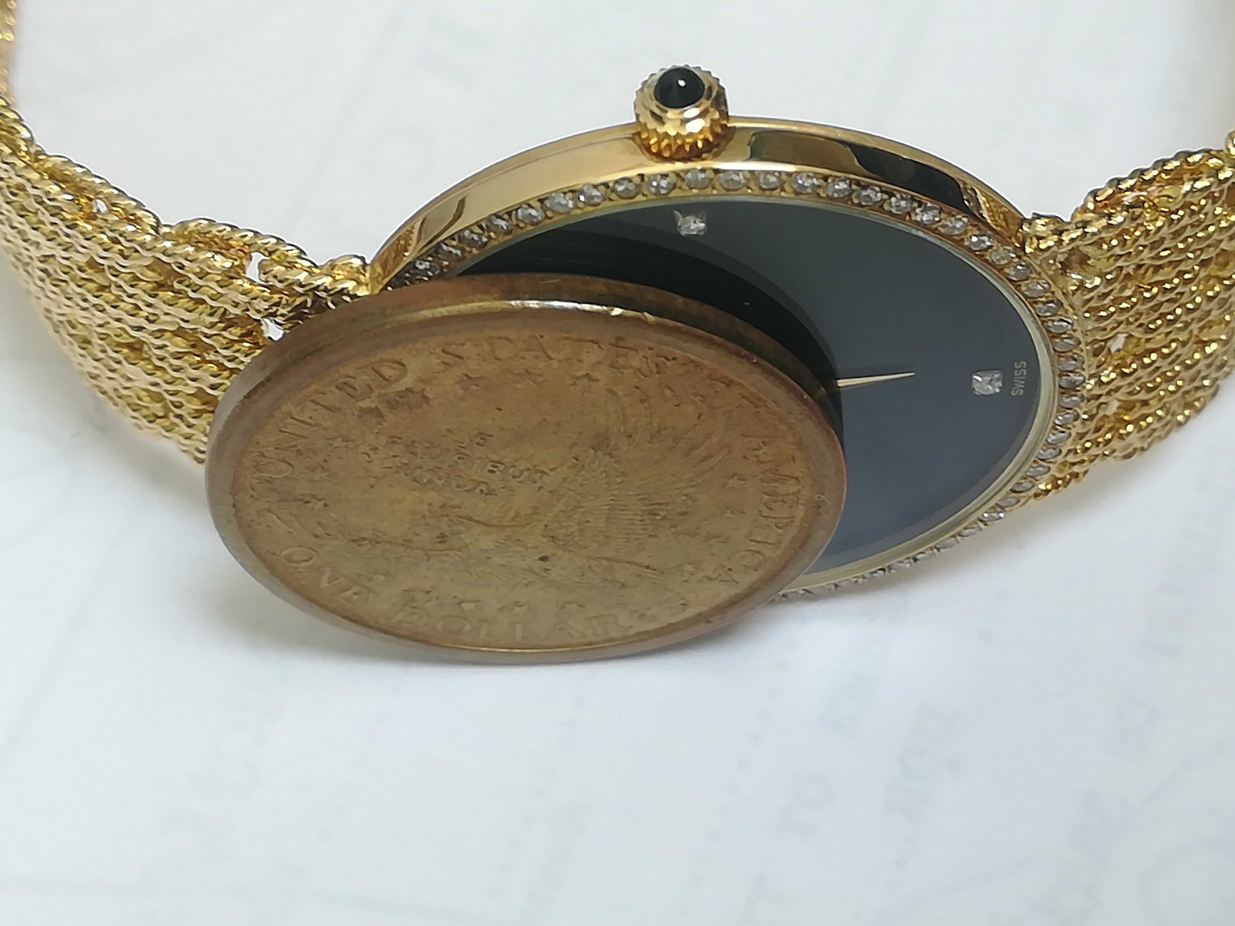 EBEL нов - злато 18к+диаманти- ултратънък швейцарски поръчков часовник