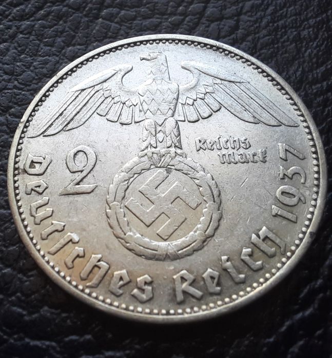 Стара сребърна монета 2 марки 1937 г. буква Е  Германия- прекрасна !