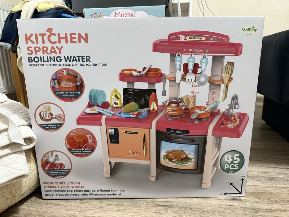 Bucatarie interactiva dubla cu circuit de Apa si 42 piese Pink