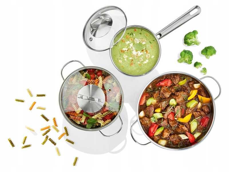 НОВИ! Комплект тенджери 5 части с капак неръждаема стомана