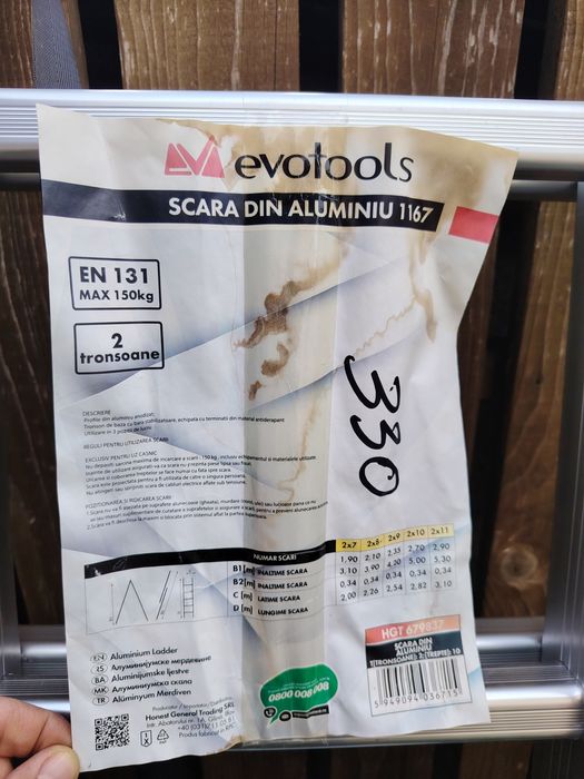 Scară din aluminiu 2 tronsoane 10 trepte