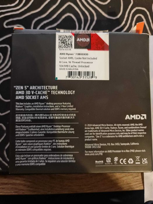 Ryzen 9800x3d box sigilat AM5