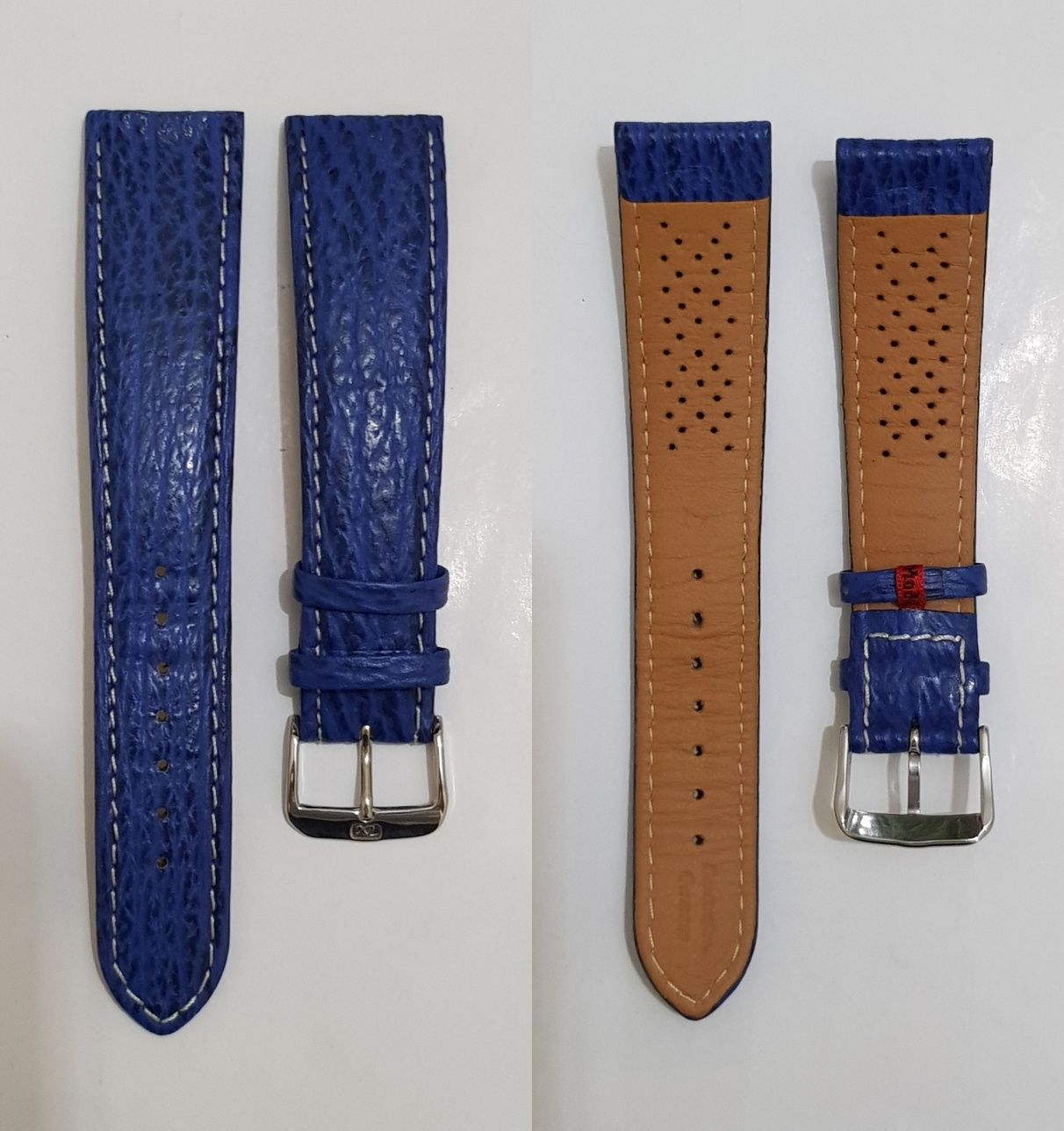 Curea ceas Di Modell, din PIELE DE RECHIN, albastra, 22mm ORIGINALA !!