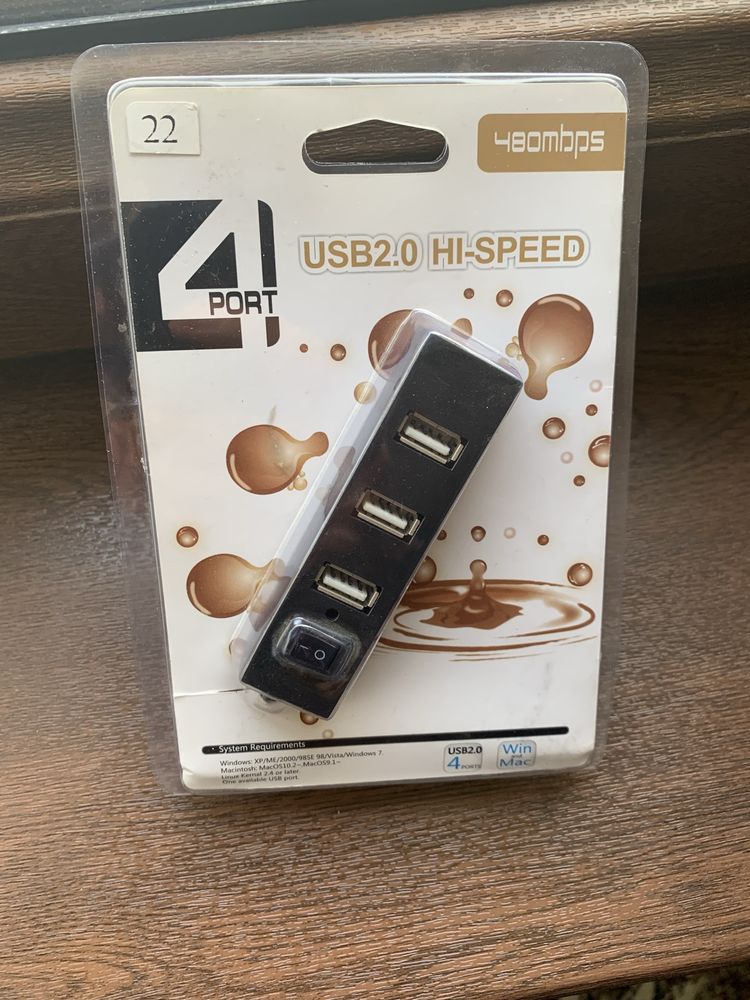 4-портовый USB 2.0 концентратор компютер учун янги