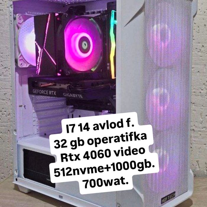 Core i7 14 avlod Ideal yigilgan pc gaming video montaj arxitektura ish
