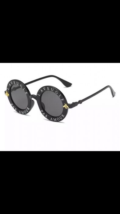 Ochelari de soare L’aveugle Par Amour rotunzi negri stil Gucci