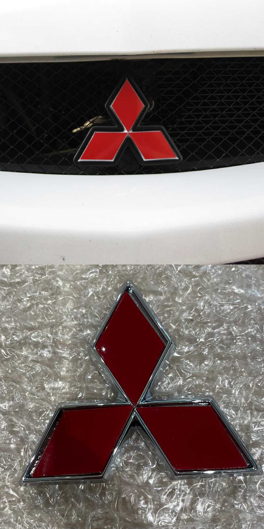 Емблема Mitsubishi Митсубиши червена сребърна