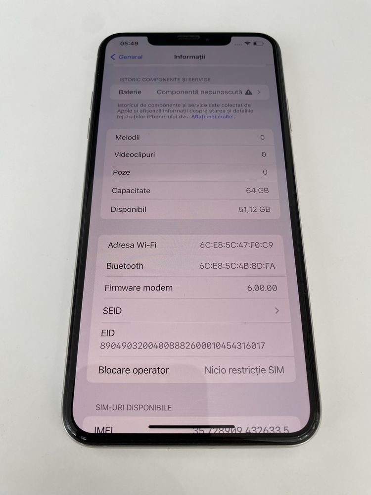 Iphone XS Max Silver 64gb