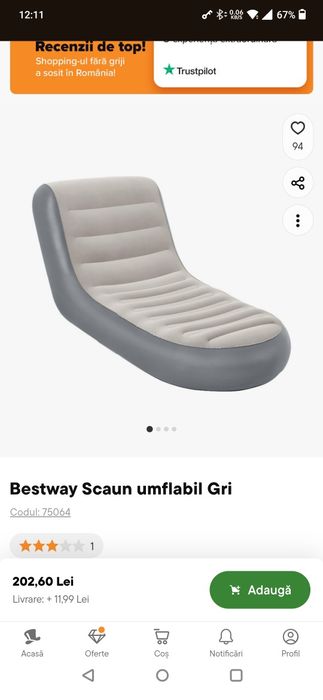 Saltea gonflabila tip sezlong albastru - Bestway