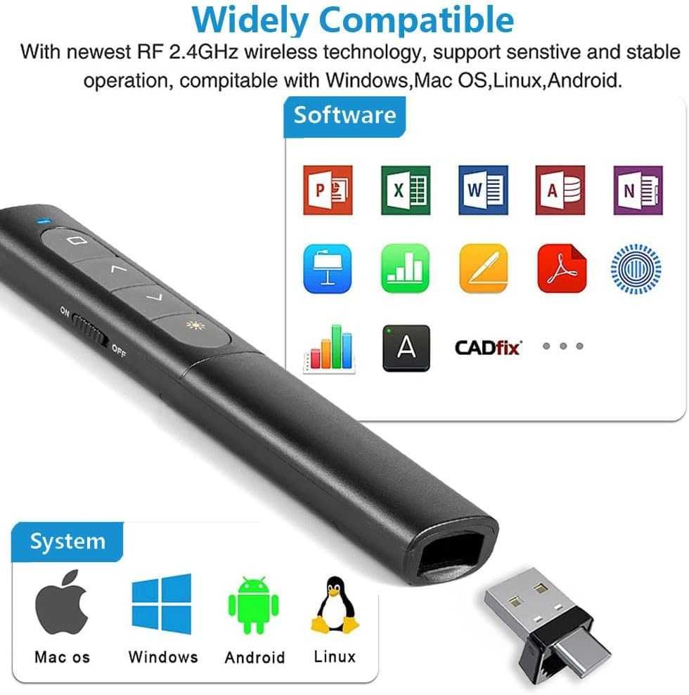 НОВО! Безжично USB/Type-C 2 в 1 дистанционно за презентации