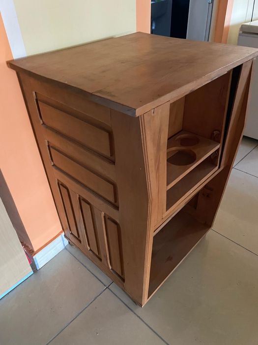 Mobila suport rotativa bar dulap masa sculptata lemn masiv