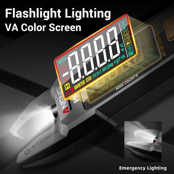 ANENG мултицет клещи U-образен, цветен LCD, акумулаторен