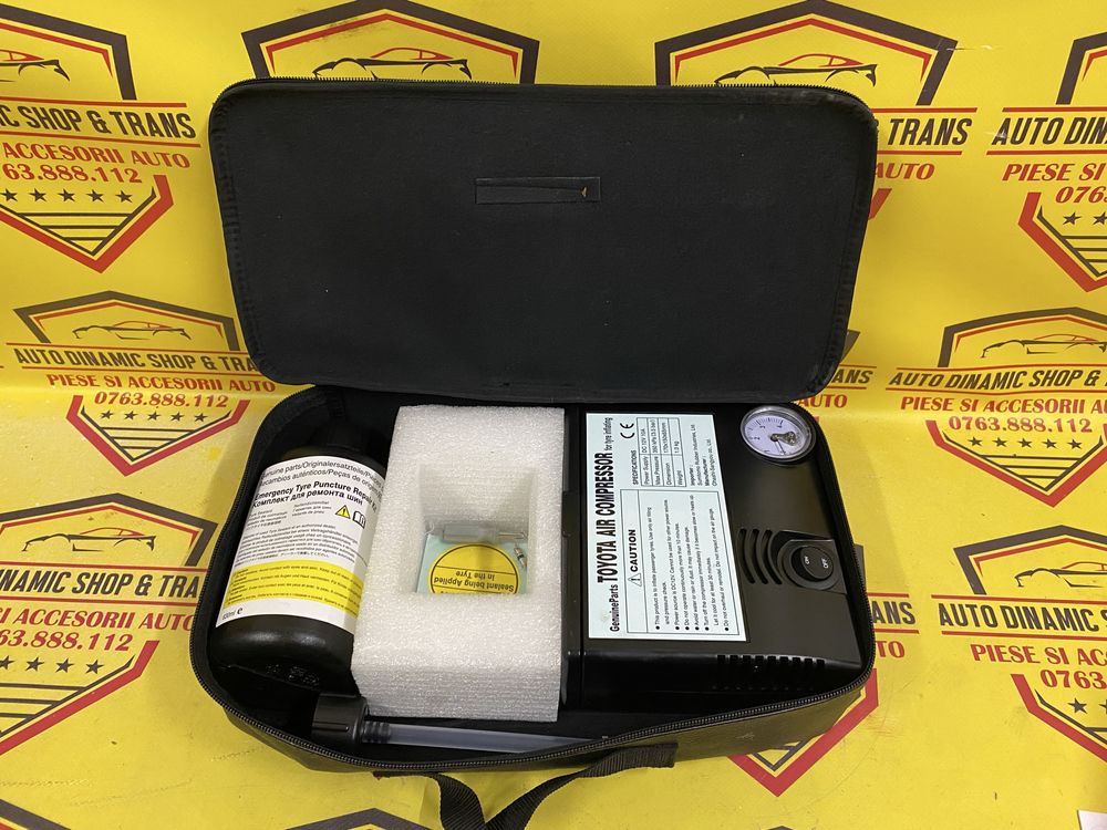 Compresor auto umflat roti kit pana original Toyota 120w cu husă