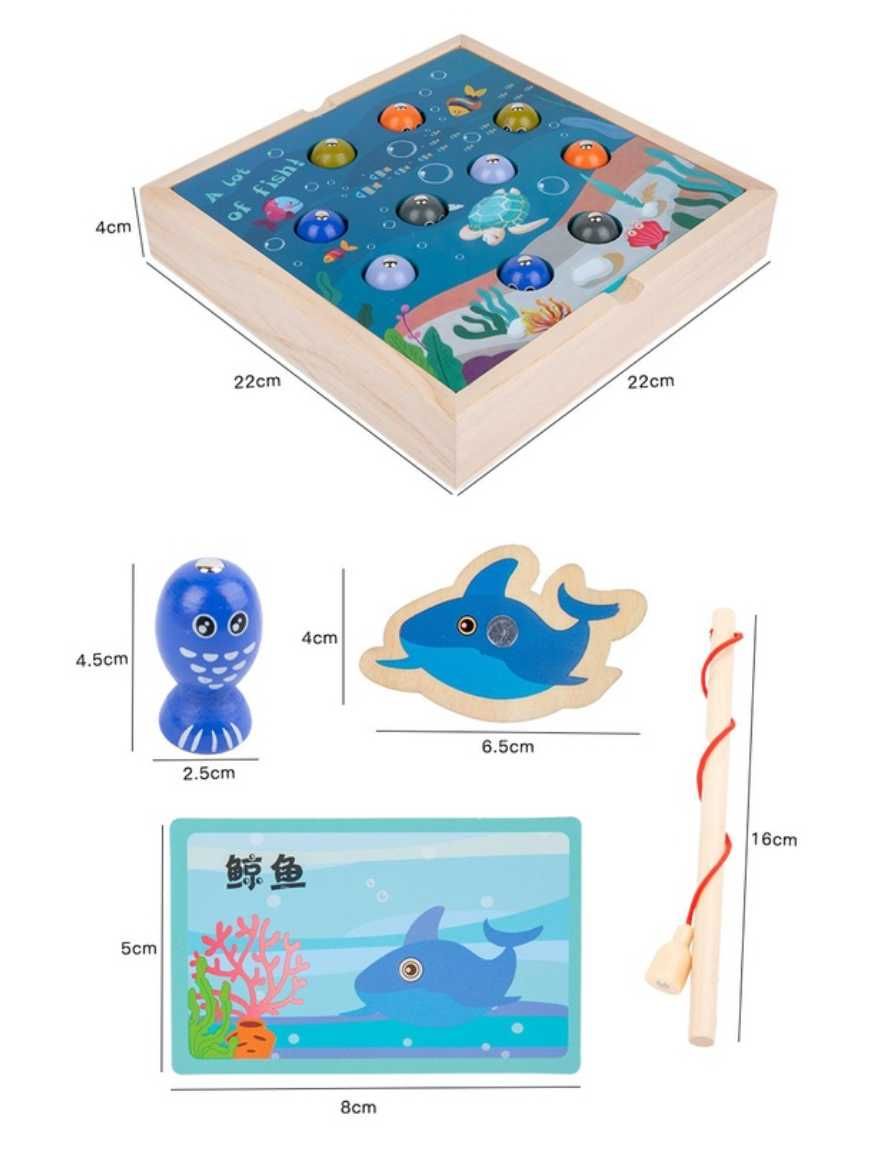 Дървен магнитен риболов 2в1 ТОП МОДЕЛ / дървени играчки