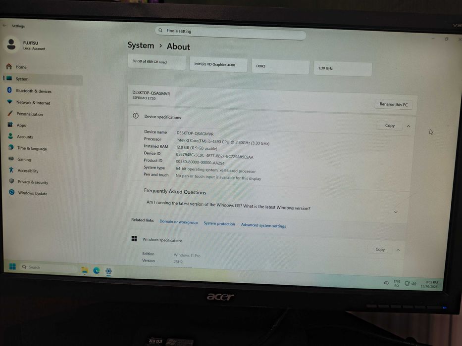 Sistem de calcul I5 FUJITSU + monitor ACER