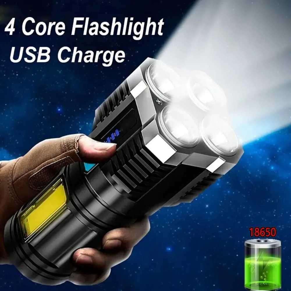 Lanterna LED 4 moduri de iluminat, acumulator integrat, incarcare USB