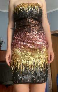 Платье с пайетками коктельное Kira Plastinina,размер S-M,б.у.