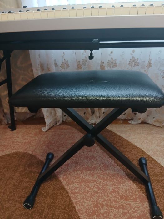 Orgă electrică cu suport, scaun, pedală și alimentator