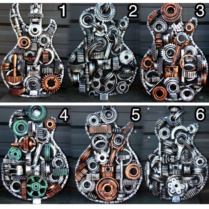 Sculptura fier- Decor industrial de perete Chitara-Doar 3 disponibile.