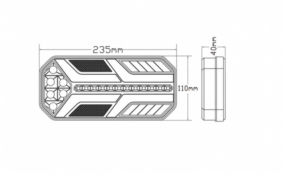 Комплект LED Диодни Стопове, Динамичен Мигач, 7 Функции, 12/24V