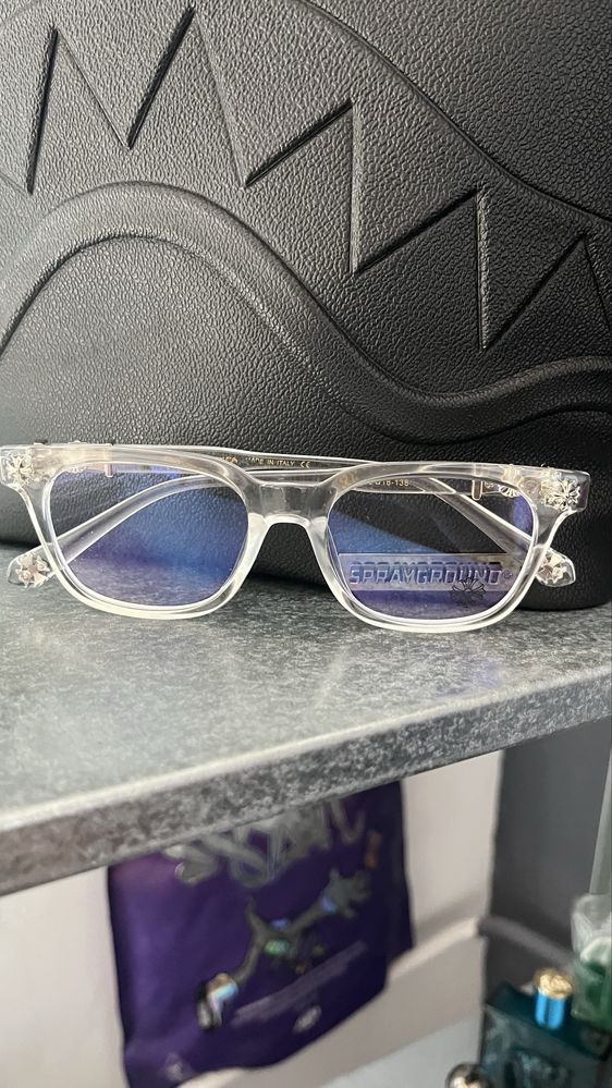 Chrome hearts blue frame glasses