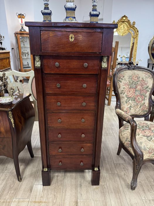 Saptamanal biedermeier din lemn masiv si elemente bronz