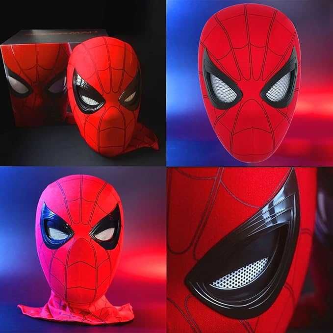 Електронна маска на Спайдърмен Spiderman Mигащи очи Светлини с Пръстен