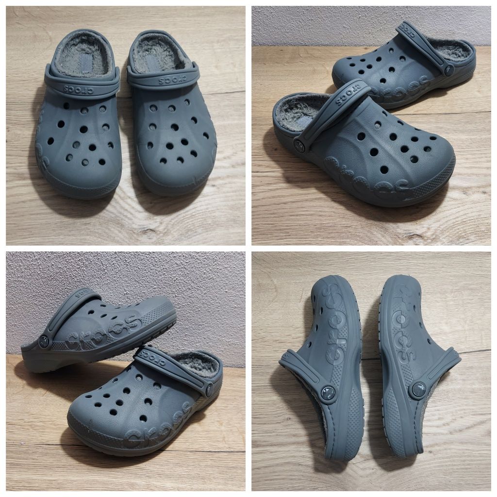 Saboți imblăniti CROCS J2, papuci toamnă iarnă mărimea 33-34 EU unisex