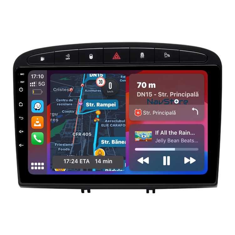 Navigatie Dedicata Android 9 Inch Peugeot 308/408 , Bluetooth, Carplay