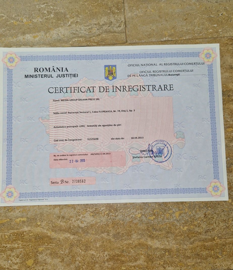 Vand firma /agentie de stiri, presa. Certificata OSIM