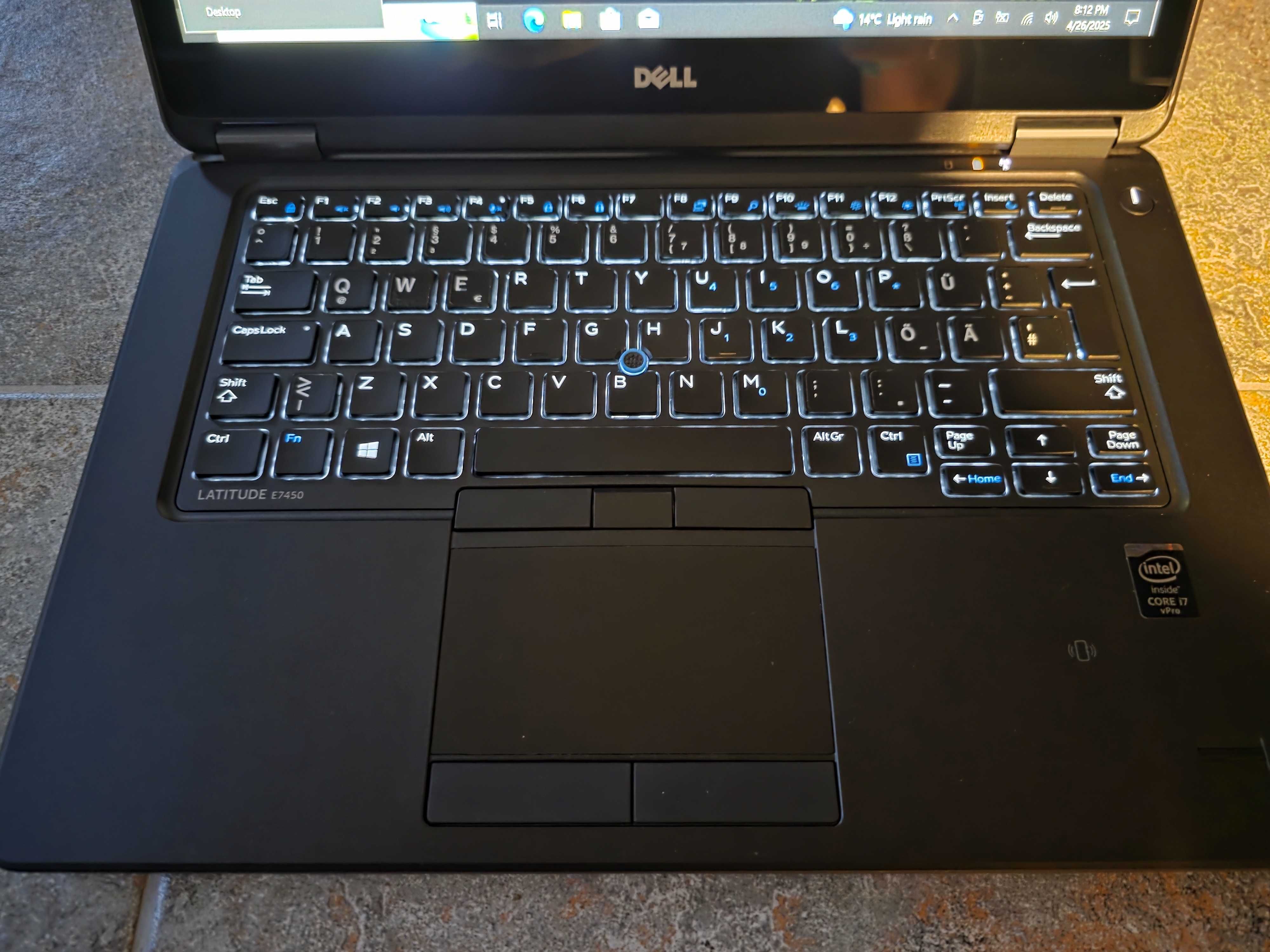 Dell E7450-i7~5600U-8GB-250GB SSD-14"FHD Touch-Intel HD5500~4GB-NFC