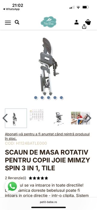scaun masa joie  mimzy SPIN 3 IN 1