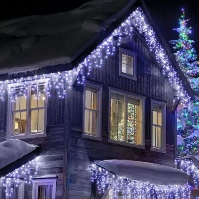 12метра Коледна Инсталация Висящи Лампи Тип Завеса