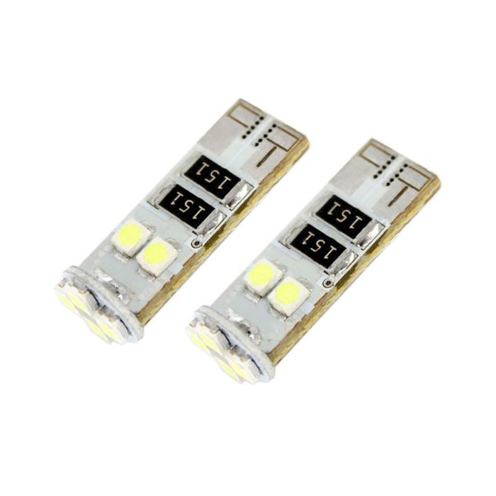 Bec auto led SMD Can Bus Carguard 12V T10 W2.1x9.5d 3W alb, led pozitie 2 buc.