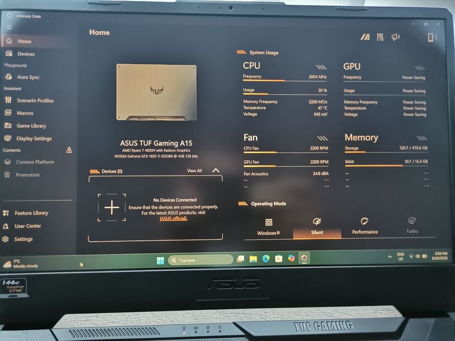 Геймърски лаптоп Asus Tuf 15 144hz