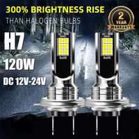 H7 Kit Becuri Led - 120W - 6000K - lumina alba - xenon - noi - PROBA