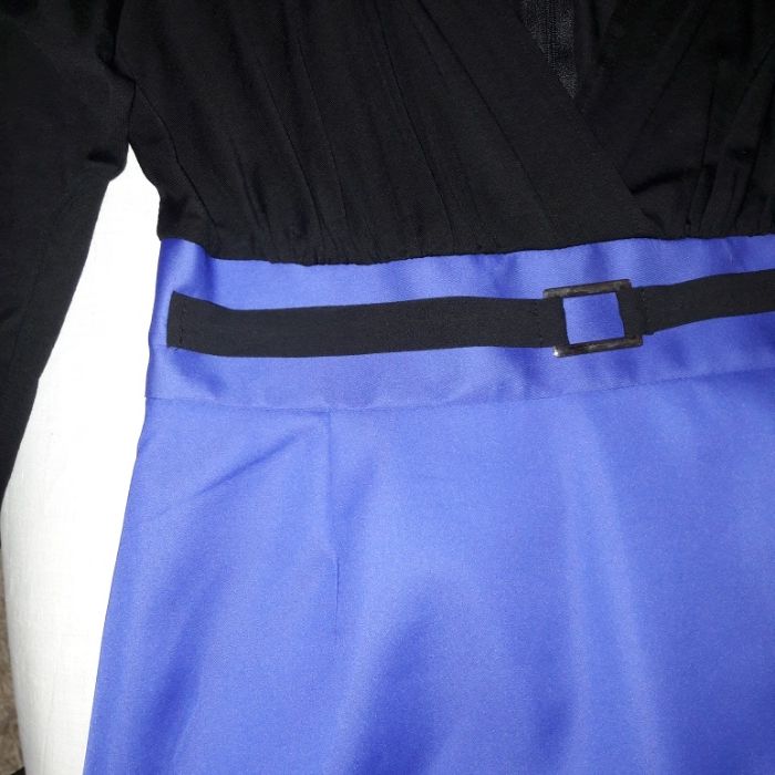 Rochie noua, eleganta, negru/albastru electric, 38/40, model deosebit