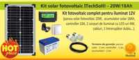 Kit (sistem) solar fotovoltaic ITechSol® 20W pentru iluminat 12V