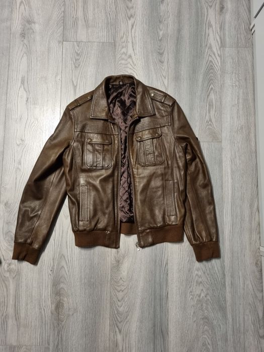 Geaca piele naturala maronie